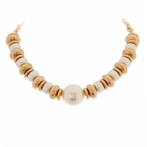 Disk & Big Pearl Pandent Necklace